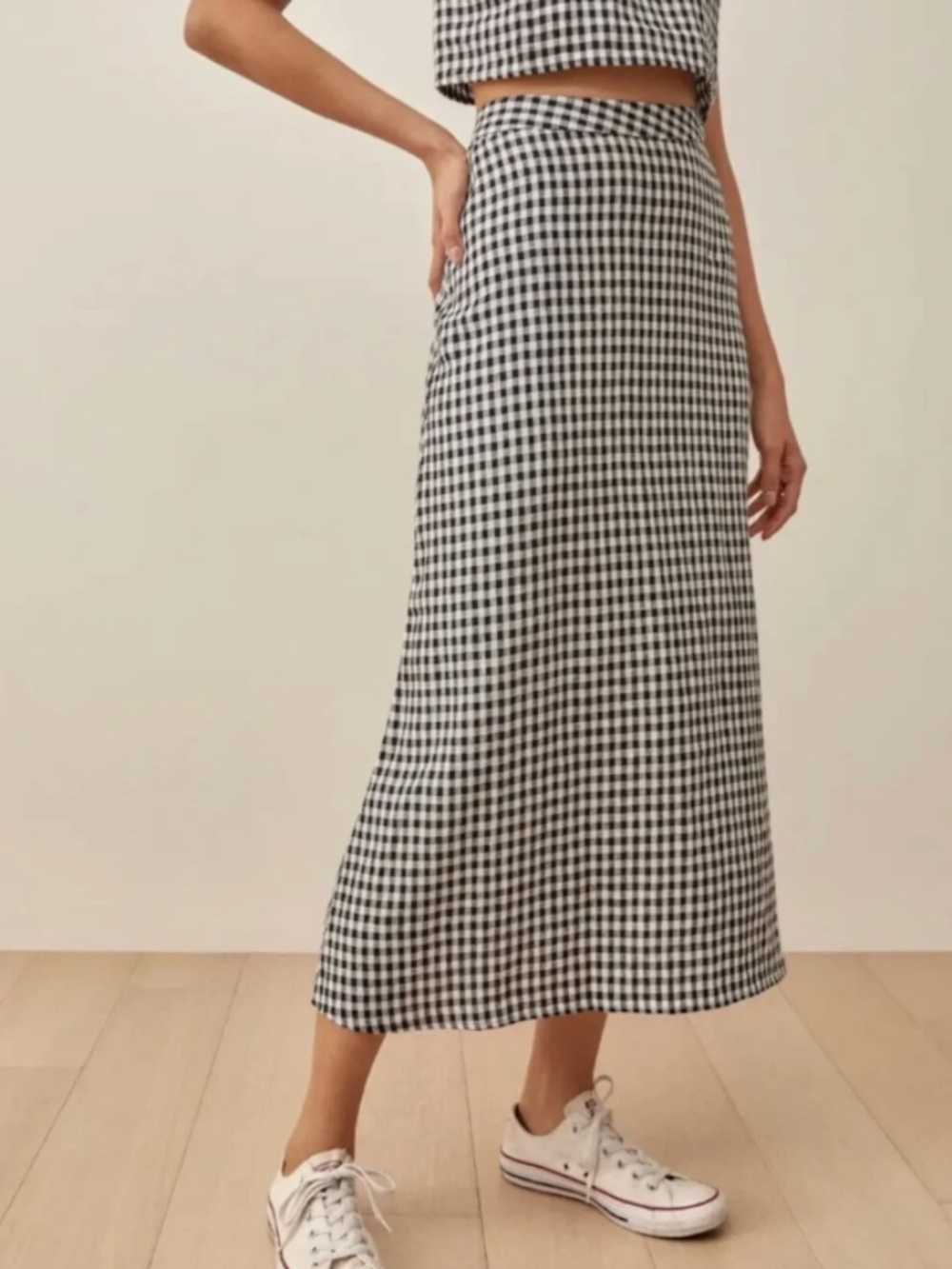 Reformation Silas Gingham 2 Piece Set - Crop top and Maxi skirt